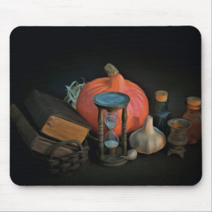 Halloween-thema met vintage zandloper muismat