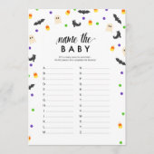 Halloween thema naam het baby shower spel programmakaart (Voorkant)