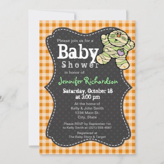 Halloween thema Neutral Baby shower Invitation Kaart (Voorkant)