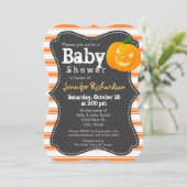 Halloween thema Pompoen Baby shower Uitnodiging (Staand voorkant)