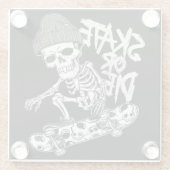 Halloween-thema skelet skateboarder Art: Styliz Glazen Onderzetter (Achterkant)