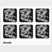 Halloween-thema skelet skateboarder Art: Styliz Vierkante Sticker (Vel)