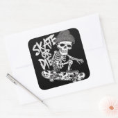 Halloween-thema skelet skateboarder Art: Styliz Vierkante Sticker (Envelop)