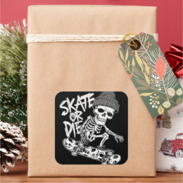 Halloween-thema skelet skateboarder Art: Styliz Vierkante Sticker