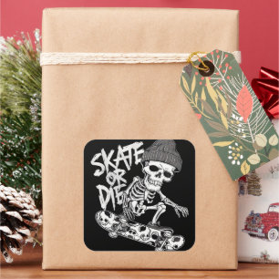 Halloween-thema skelet skateboarder Art: Styliz Vierkante Sticker