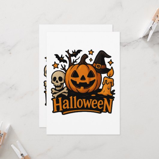 Halloween-thema uitnodigingen (Voorkant / Achterkant in situ)