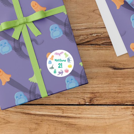 Halloween-thema verjaardagsfeestje ronde sticker