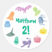 Halloween-thema verjaardagsfeestje ronde sticker (Voorkant)