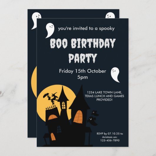 Halloween thema Verjaardagsfeestuitnodigingskaart Kaart (Voorkant / Achterkant)