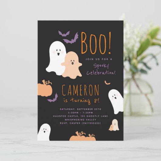 Halloween Thema Verjaardagsuitnodiging Kaart (Staand voorkant)