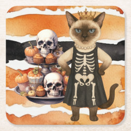 Halloween thema voor kattenliefhebbers met cupcake kartonnen onderzetters