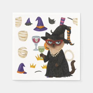Halloween thema voor kattenliefhebbersfeest servet