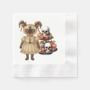 Halloween thema voor kattenliefhebbersfeest servet