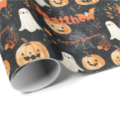 Halloween thema voor kinderen gepersonaliseerd cadeaupapier (Rol Hoek)