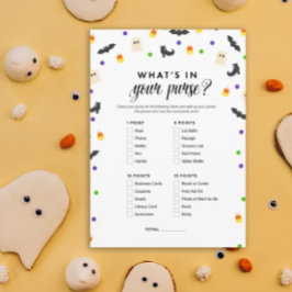 Halloween thema wat zit er in je tas douche spel programmakaart