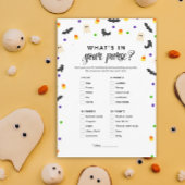 Halloween thema wat zit er in je tas douche spel programmakaart