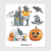 Halloween thema watercolor handgetekend sticker (Vel)