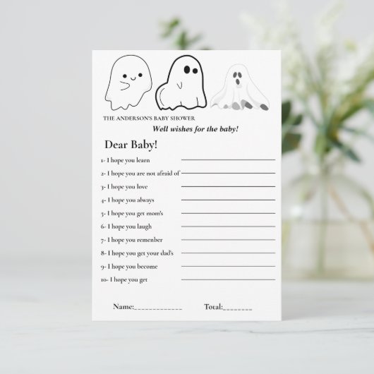 Halloween thema wensen voor het baby shower spel kaart (Staand voorkant)