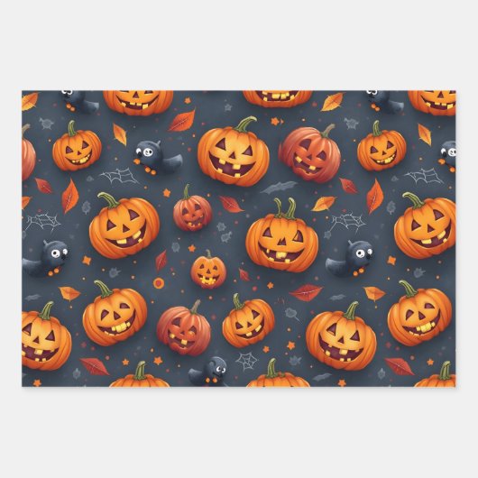 Halloween-thema Wrapping Paper Flat Sheet Set van (Voorkant 3)