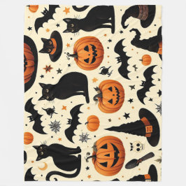 Halloween-thema zwarte kat en pompoen patroon fleece deken
