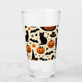 Halloween-thema zwarte kat en pompoen patroon glas