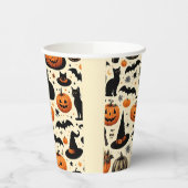 Halloween-thema zwarte kat en pompoen patroon papieren bekers (Links)