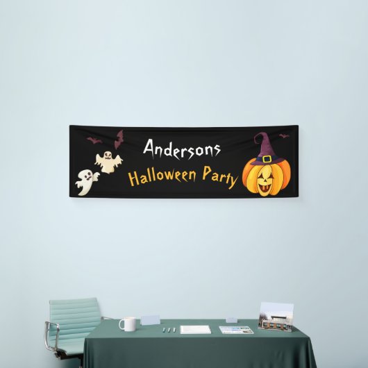 Halloween themafeest Gepersonaliseerde familienaam Spandoek (Beurs)