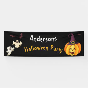 Halloween themafeest Gepersonaliseerde familienaam Spandoek