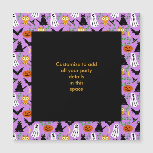 Halloween Theme Collage Toss Pattern Paars (Voorkant)