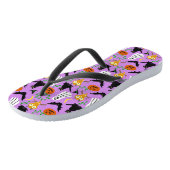 Halloween Theme Collage Toss Pattern Paars Teenslippers (Schuin)