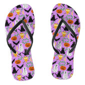 Halloween Theme Collage Toss Pattern Paars Teenslippers (Voetbed)