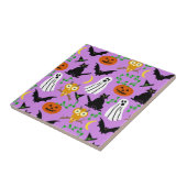 Halloween Theme Collage Toss Pattern Paars Tegeltje (Zijkant)