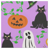 Halloween Theme Collage Toss Pattern Paarse Cute Stof (Close Up)