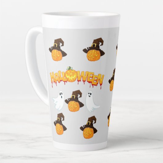 Halloween theme: Ghosts and pumpkin Latte Mok (Linkerhoek)