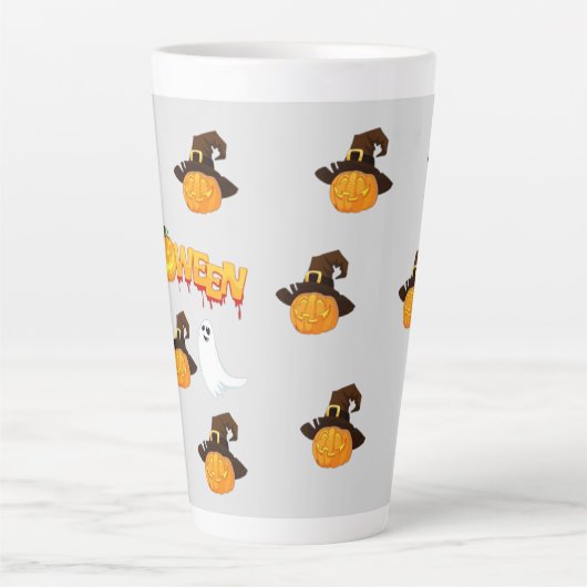 Halloween theme: Ghosts and pumpkin Latte Mok (Voorkant)
