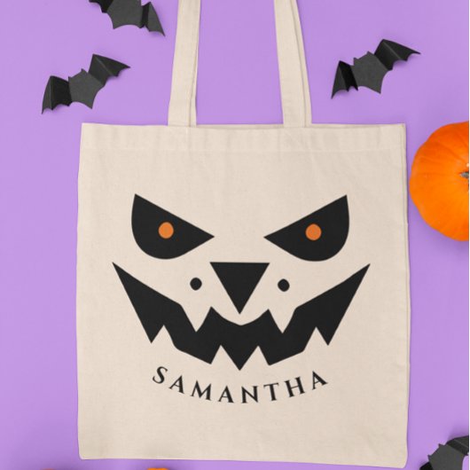 Halloween Theme Jack O Lantern Pumpkin Face Tote Bag