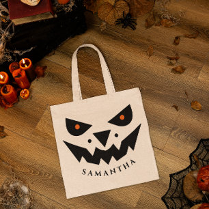 Halloween Theme Jack O Lantern Pumpkin Face Tote Bag