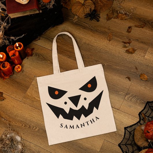Halloween Theme Jack O Lantern Pumpkin Face Tote Bag