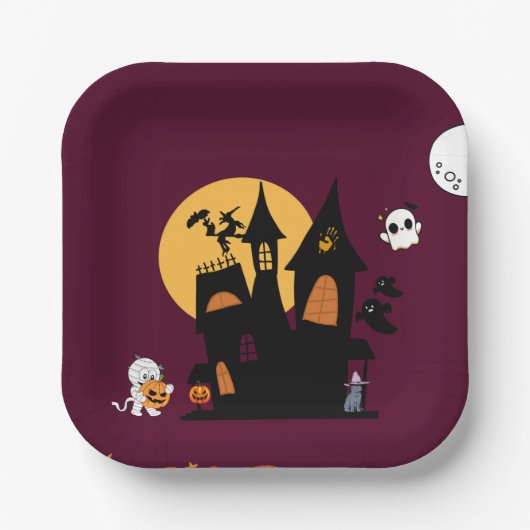 halloween theme Paper Plate Papieren Bordje (Voorkant)