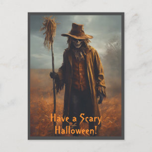 Halloween Theme - Scary Looking Scarecrow Briefkaart