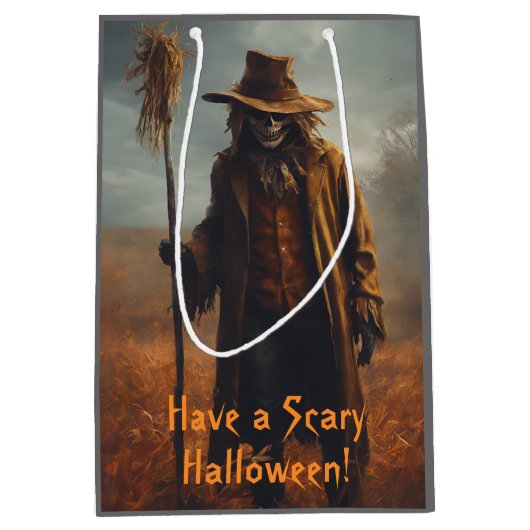 Halloween Theme - Scary Looking Scarecrow Medium Cadeauzakje (Voorkant)