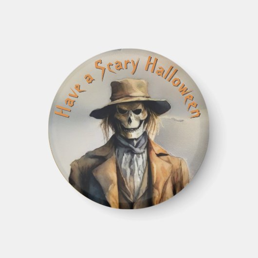 Halloween Theme - Scary Smiling Straw Scarecrow Magneet (Voorkant)