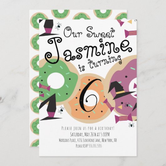 Halloween Theme Sprinkle Donut Snoep Birthday Kaart (Voorkant / Achterkant)