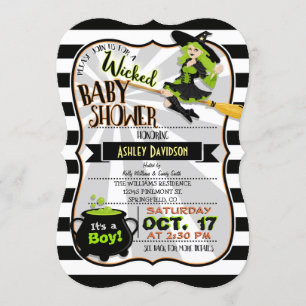 Halloween Theme Witch Baby shower Uitnodiging
