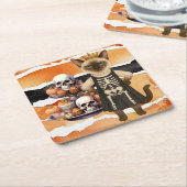 Halloween themed for Cat Lovers with cupcakes Kartonnen Onderzetters (Schuin)