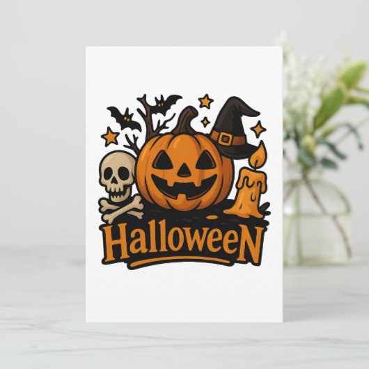 halloween themed invitations kaart (Staand voorkant)