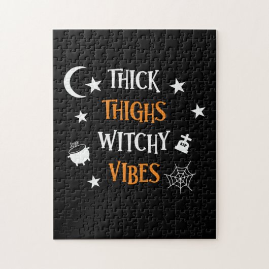Halloween Thick Thighs Witch Vibes Birthday Legpuzzel (Verticaal)