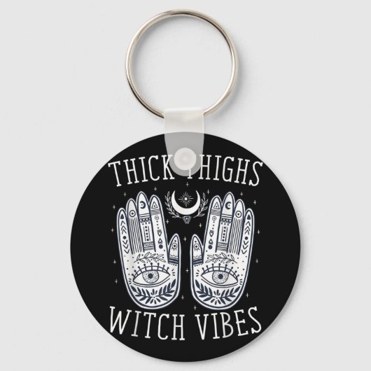 Halloween Thick Thighs Witch Vibes Sleutelhanger (Voorkant)