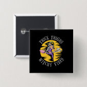 Halloween Thick Thighs Witchy Vibes Vierkante Button 5,1 Cm (Voorkant /achterkant)