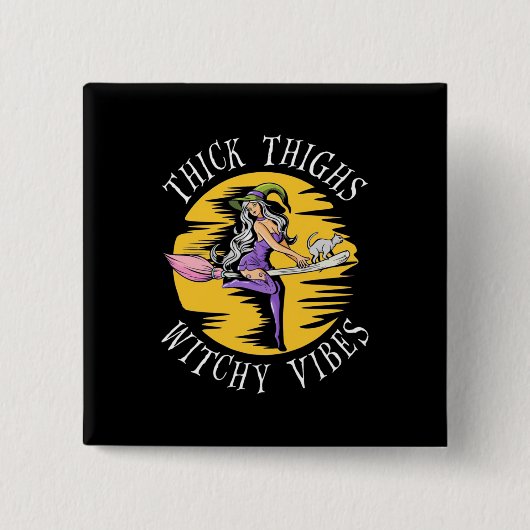 Halloween Thick Thighs Witchy Vibes Vierkante Button 5,1 Cm (Voorkant)